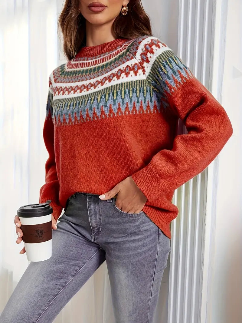 Pullover mit geometrischem Muster Retro